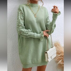 Elegant Green Knit Dress small